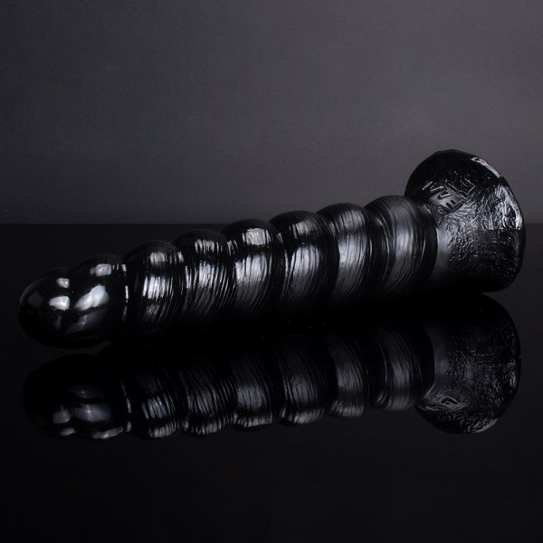 Conch Design Suction Cup Anal Dildo - Black