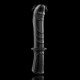 Black 10 Multi-Frequency Silicone Vibrating Dildo with Handle